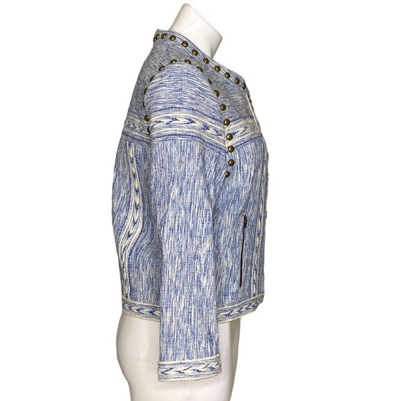 Rebecca Minkoff NWT $328 Blue Denim Studded Enabel Jacket, Women's Size 10 - Picture 5 of 13